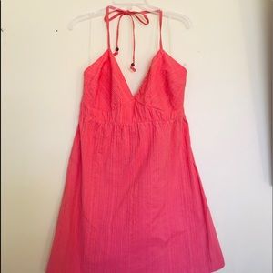 Tangerine 100% cotton halter dress w/ padded bra
